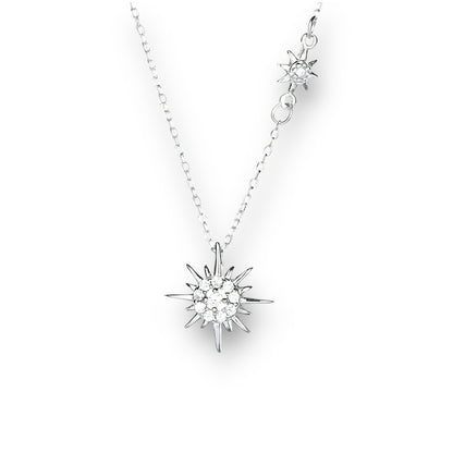 925 Sterling Silver necklace with Edelweiss pendant. The perfect shiny charm, a must have for special events.