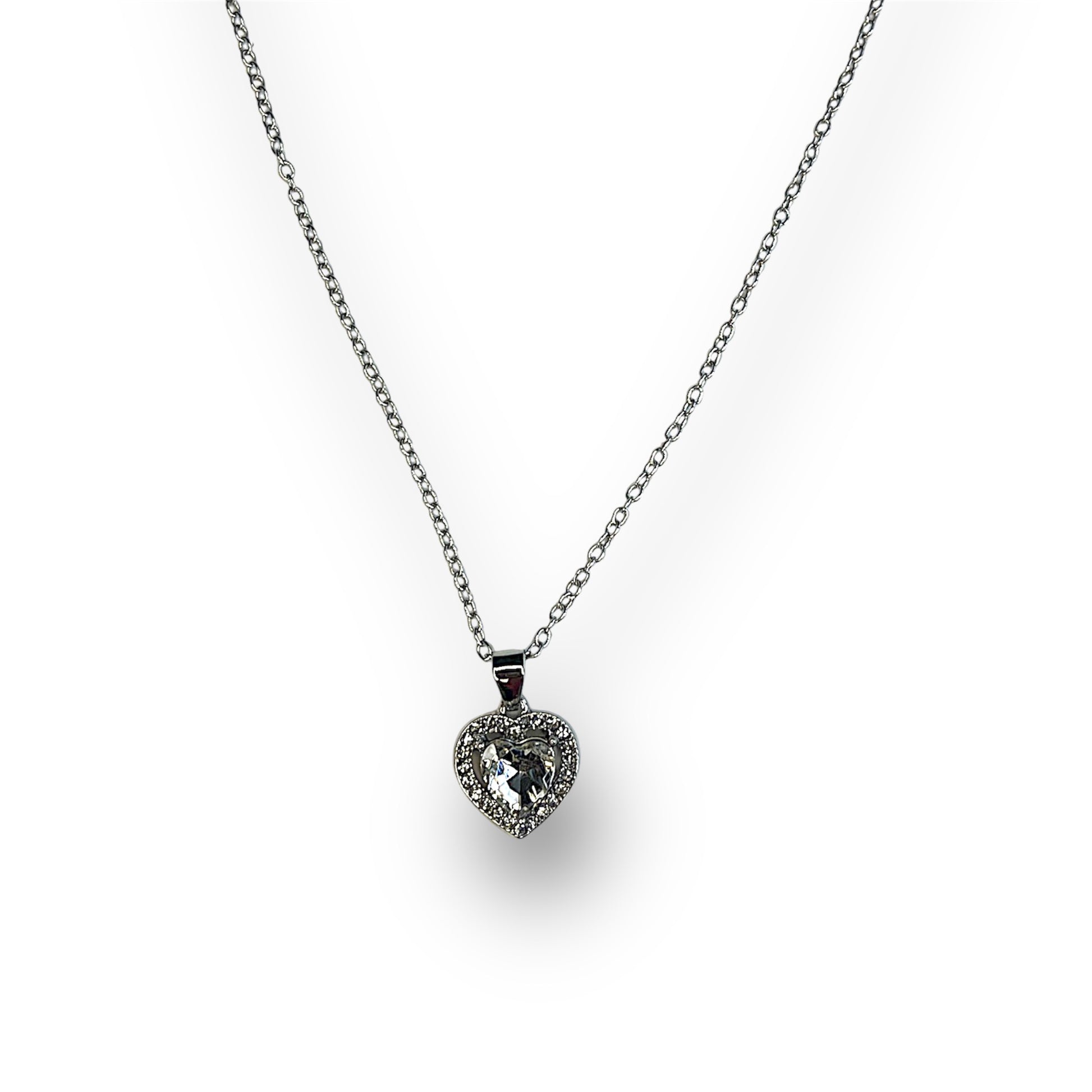 925 Sterling Silver Necklace with sparkling Crystal Heart. Durable and timeless, brilliant for erveryday wear or special events.