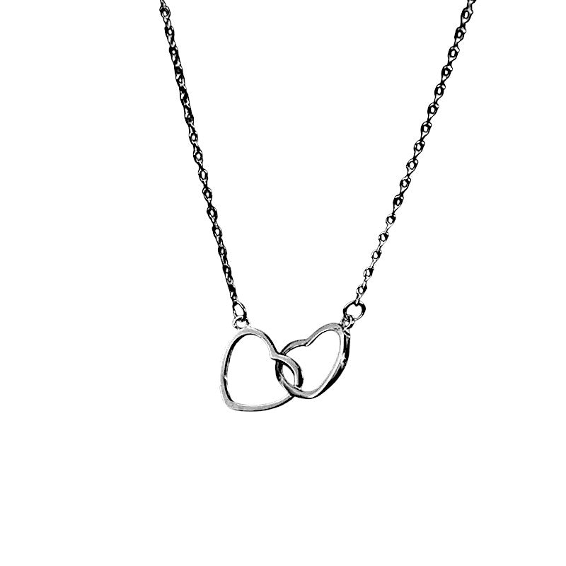 Delicate double heart necklace for women, crafted from high-quality 925 sterling silver, waterproof and perfect for everyday wear or as a romantic gift