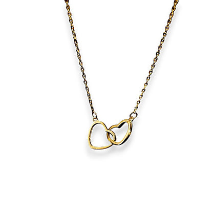 Delicate double heart necklace for women, crafted from high-quality 925 sterling silver with a gold-plated finish, waterproof and perfect for everyday wear or as a romantic gift