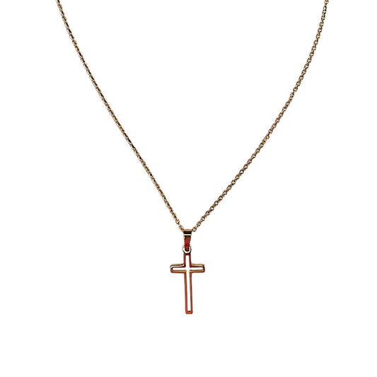 Elegant waterproof stainless steel necklace with a delicate rose gold cross pendant, perfect for stylish and durable accessories for every event.