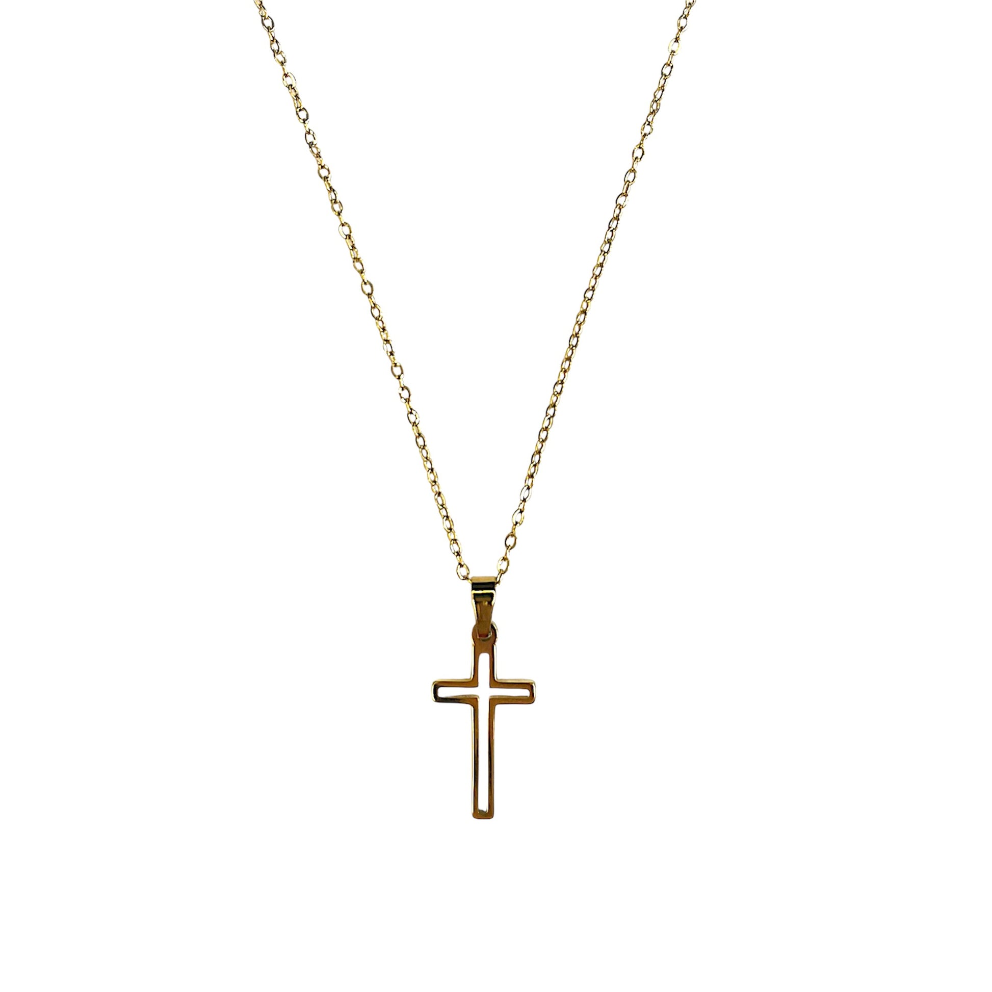 Waterproof gold-plated stainless steel chain. The cross pendant features a timeless design representing faith. Subtle yet clearly recognizable, it is suitable for any occasion.