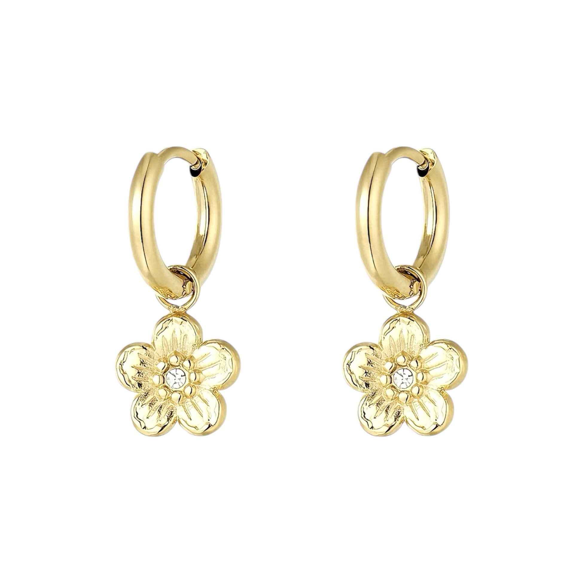 Waterproof stainless steel flower earrings gold-plated. Design with high quality and perfect for everyday wear.