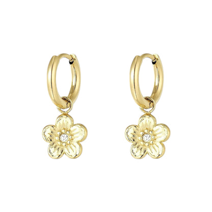 Waterproof stainless steel flower earrings gold-plated. Design with high quality and perfect for everyday wear.