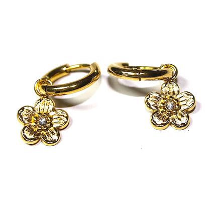 Waterproof stainless steel earrings gold-plated. The flower charms were handmade and designed with love for everyday wear.