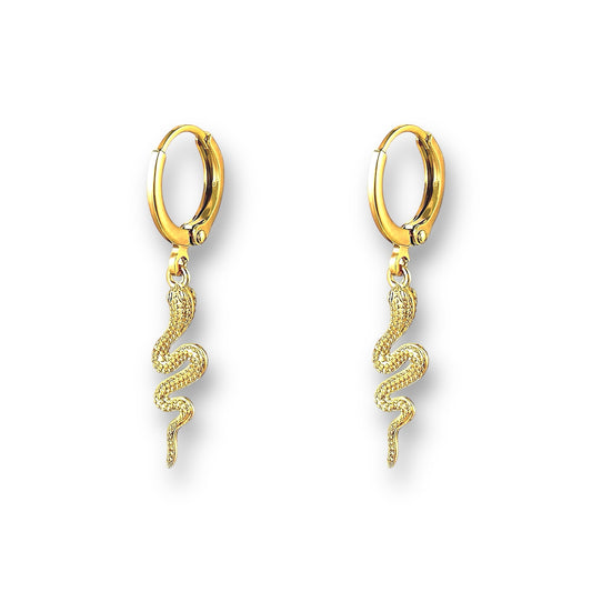 Gold plated snake earrings made from high quality stainless steel, stylish, durable and eye-catching on every event.